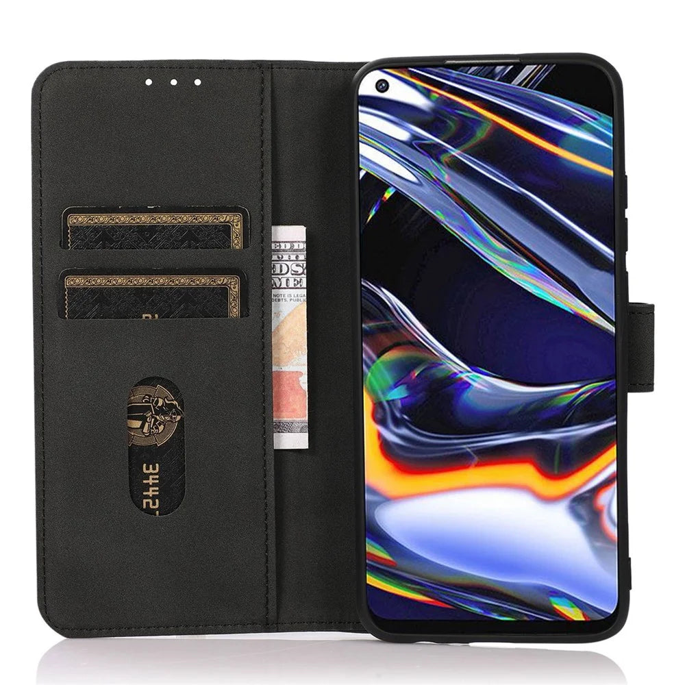 KHAZNEH For Samsung Galaxy S23 Drop-proof Textured PU Leather Phone Case Magnetic Clasp Foldable Stand Mobile Phone Wallet Cover - Black - 3