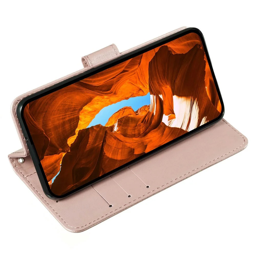 For Samsung Galaxy S25 FE Case PU Leather Flip Phone Cover Wallet Card Slot Holder - Rose Gold - 2