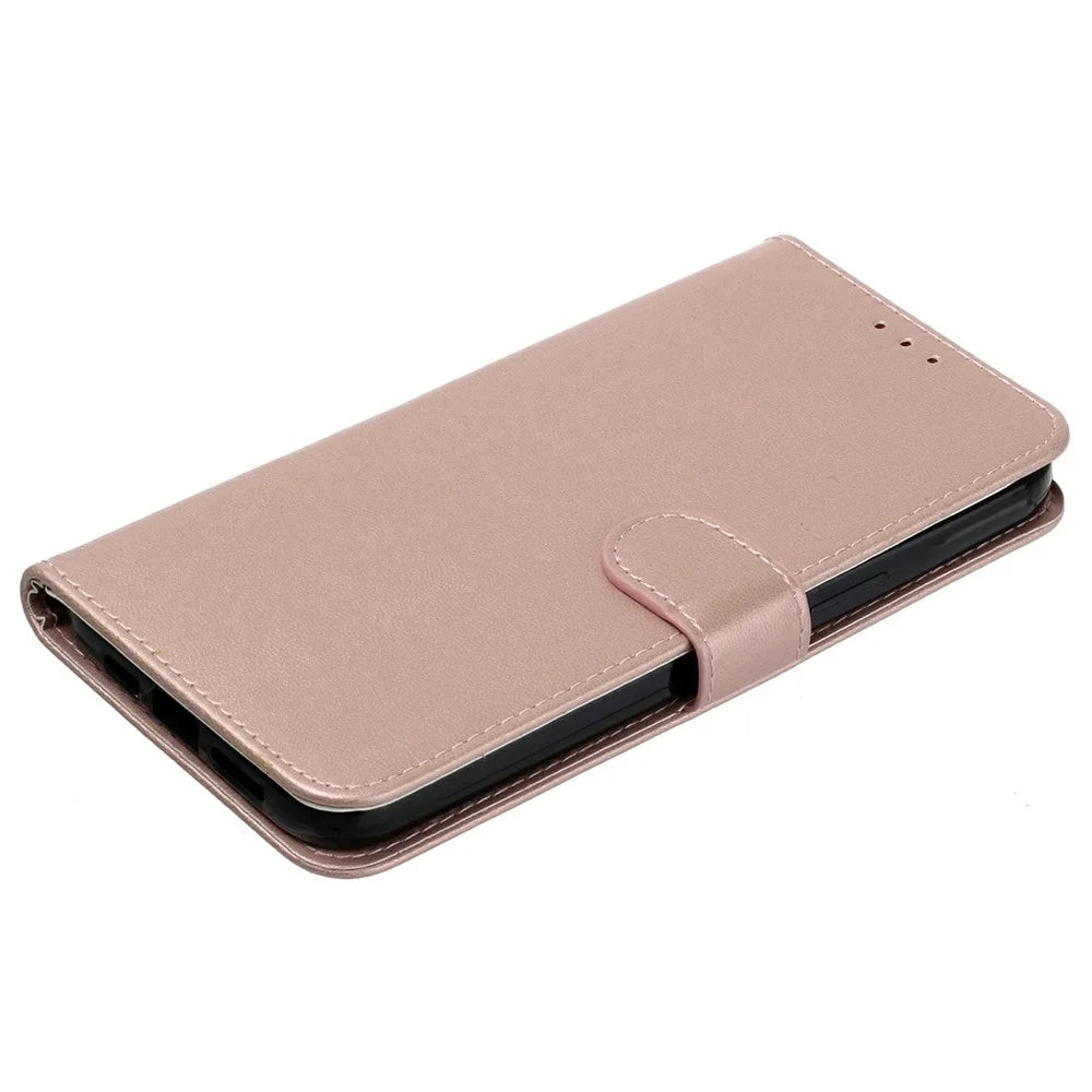For Samsung Galaxy S25 FE Case PU Leather Flip Phone Cover Wallet Card Slot Holder - Rose Gold - 6