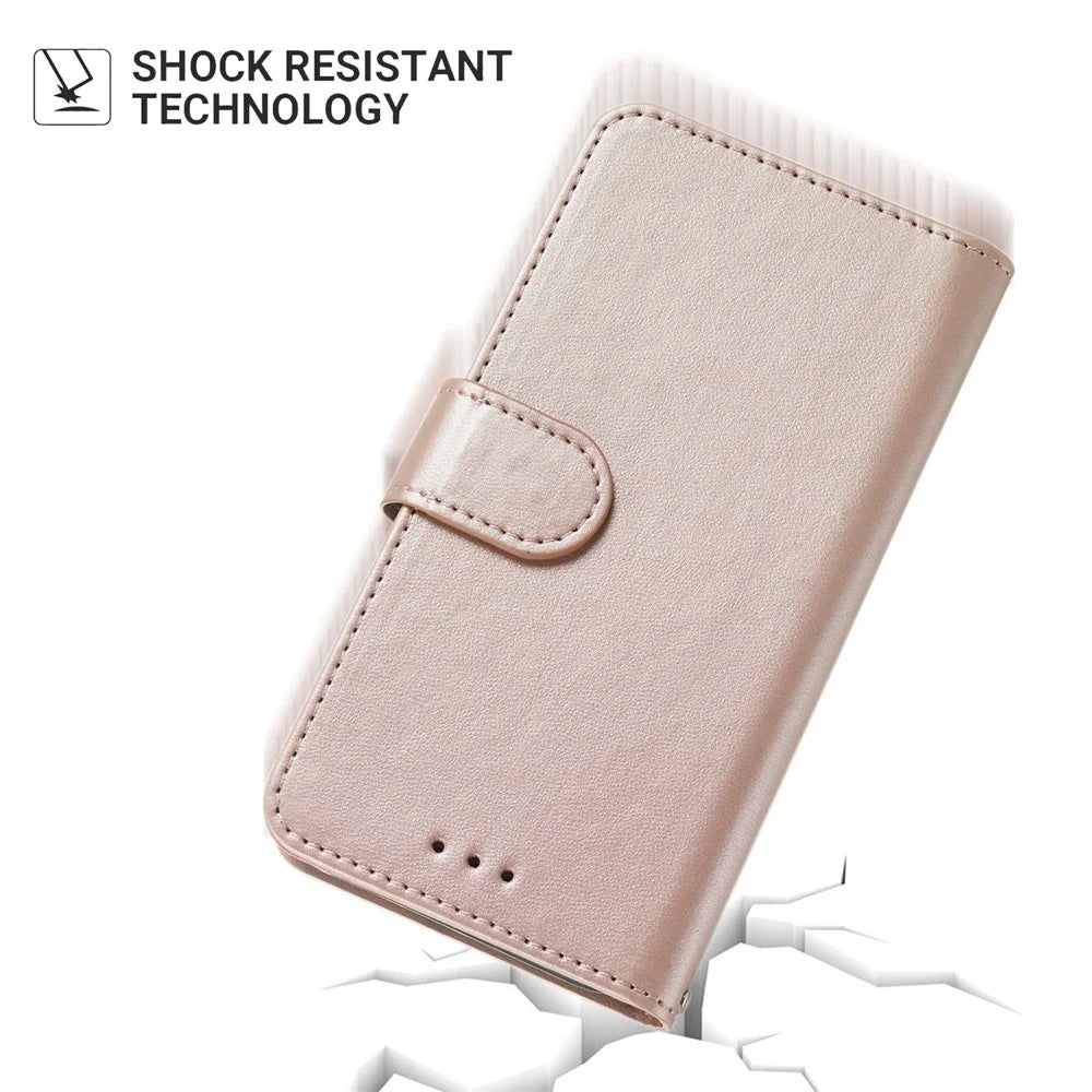 For Samsung Galaxy A08 5G / A08 4G / A07 4G Case PU Leather Flip Phone Cover Wallet Card Slot Holder - Rose Gold - 5