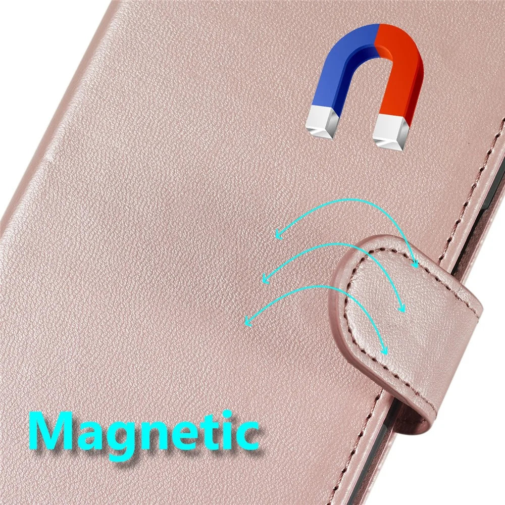 For iPhone 18 Pro / 17 Pro Case PU Leather Flip Phone Cover Wallet Card Slot Holder - Rose Gold - 4