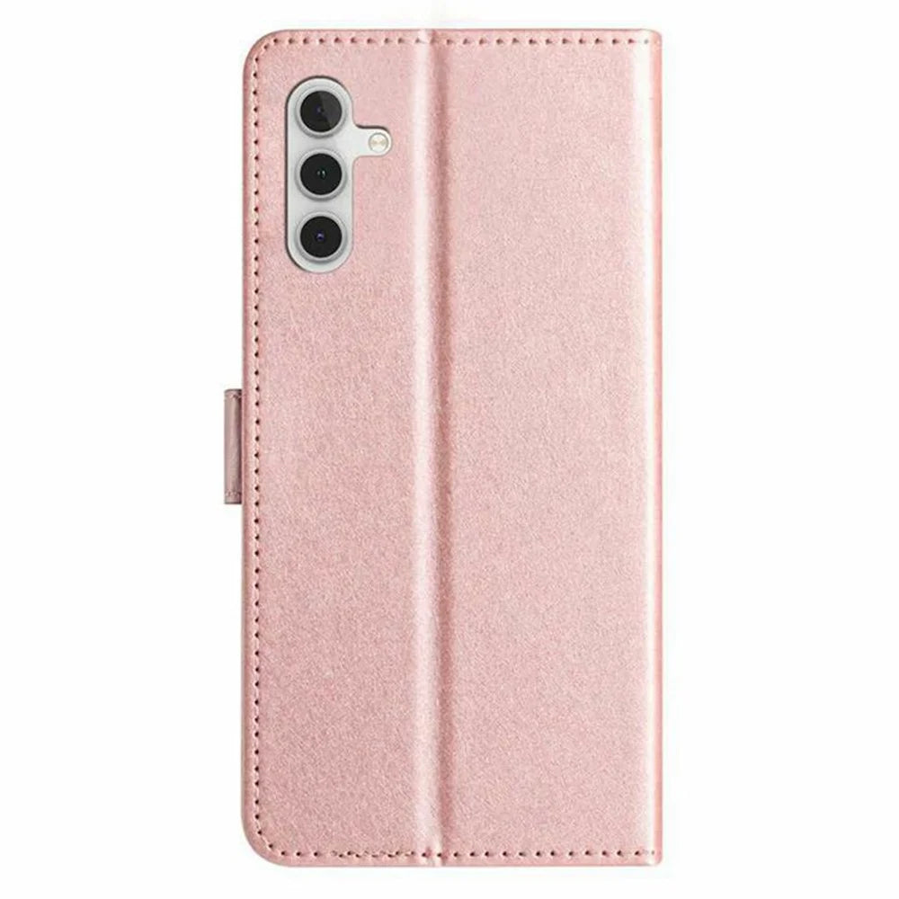 For Samsung Galaxy A18 5G / A18 4G / A17 5G / A17 4G / A26 5G Wallet Case Leather Folio Phone Cover Magnetic Clasp - Rose Gold - 7