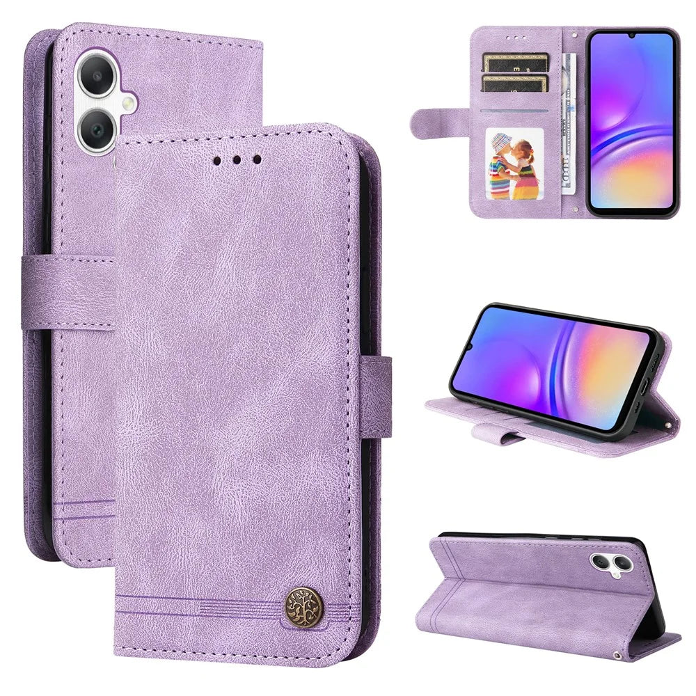 For Samsung Galaxy A08 5G / A08 4G / A07 4G / A06 4G / A06 5G Leather Wallet Cases Skin Touch Phone Cover Stand with Strap - Purple - 2