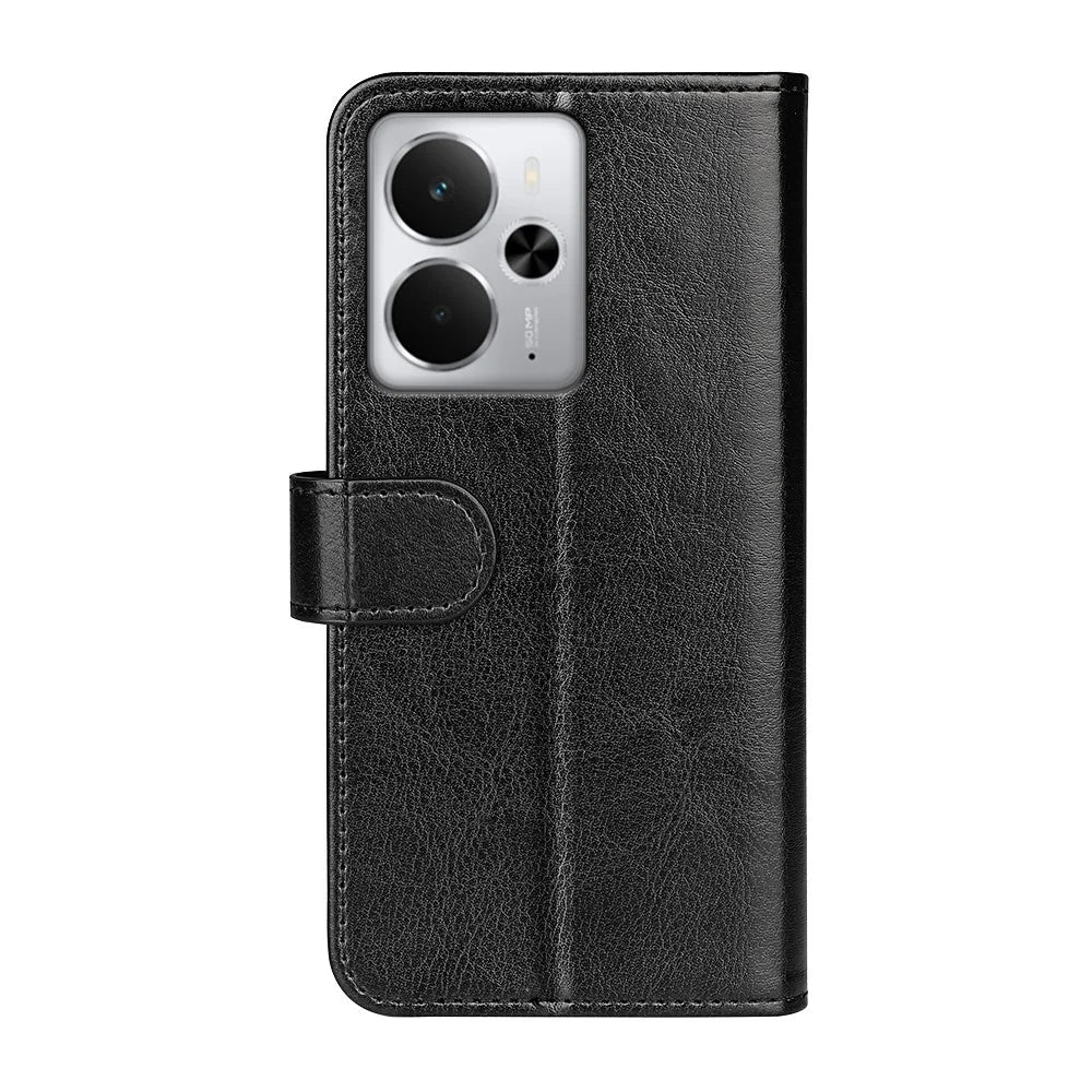 For Realme 14 5G Case Crazy Horse Texture Stand Leather Phone Cover - Black - 3