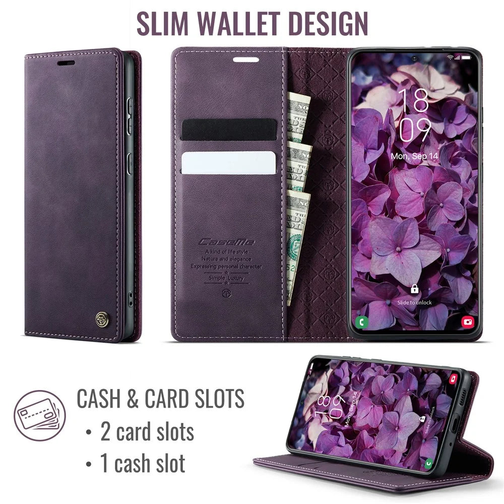 CASEME For Samsung Galaxy S20 Plus 5G / Galaxy S20 Plus 4G Case  033 Series RFID Blocking Wallet Stand Calf Texture Leather Phone Cover - Purple - 2
