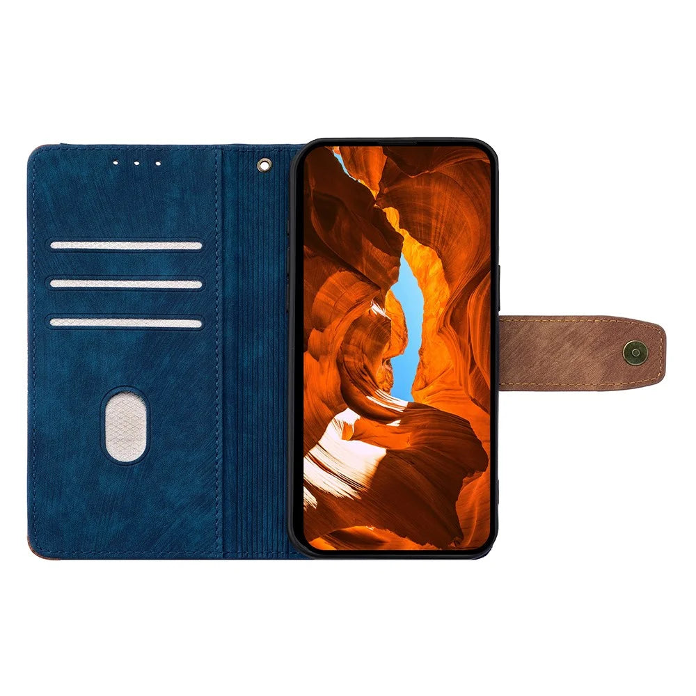 For Samsung Galaxy S23 Ultra Case RFID Blocking Color Splicing PU Leather Wallet Phone Cover - Blue - 2