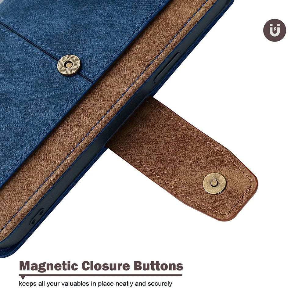For Samsung Galaxy S23 Ultra Case RFID Blocking Color Splicing PU Leather Wallet Phone Cover - Blue - 7
