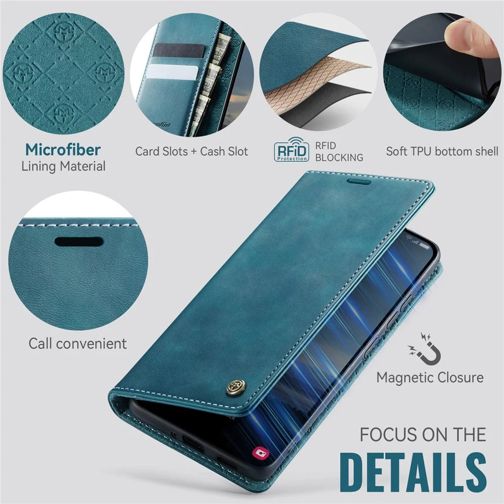 CASEME For Samsung Galaxy A53 5G Case  033 Series RFID Blocking Wallet Stand Calf Texture Leather Phone Cover - Green - 3