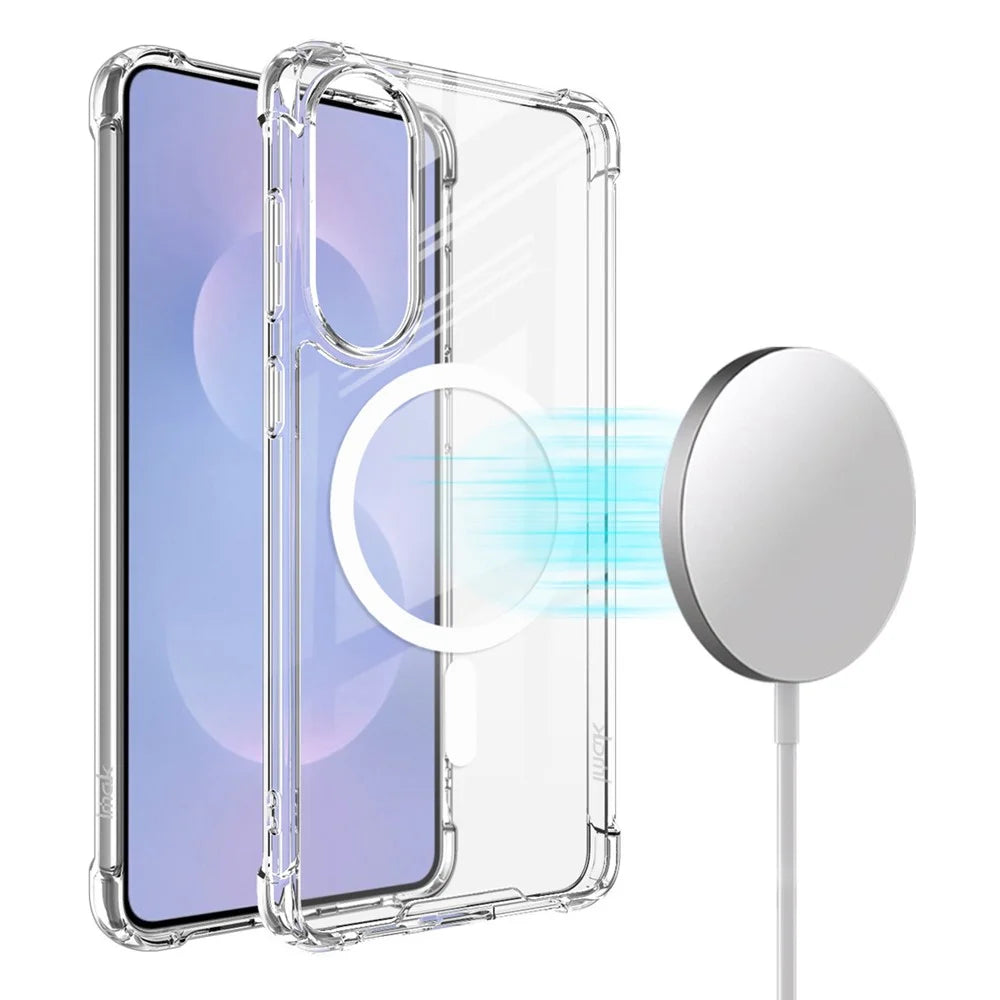 IMAK For Samsung Galaxy S25 Edge Magnetic Case Shockproof PC TPU Clear Phone Cover - 1
