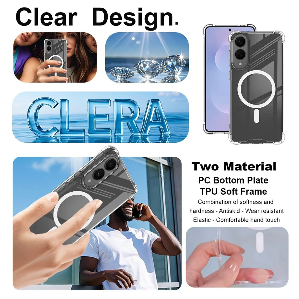 IMAK For Samsung Galaxy S25 Edge Magnetic Case Shockproof PC TPU Clear Phone Cover - 7