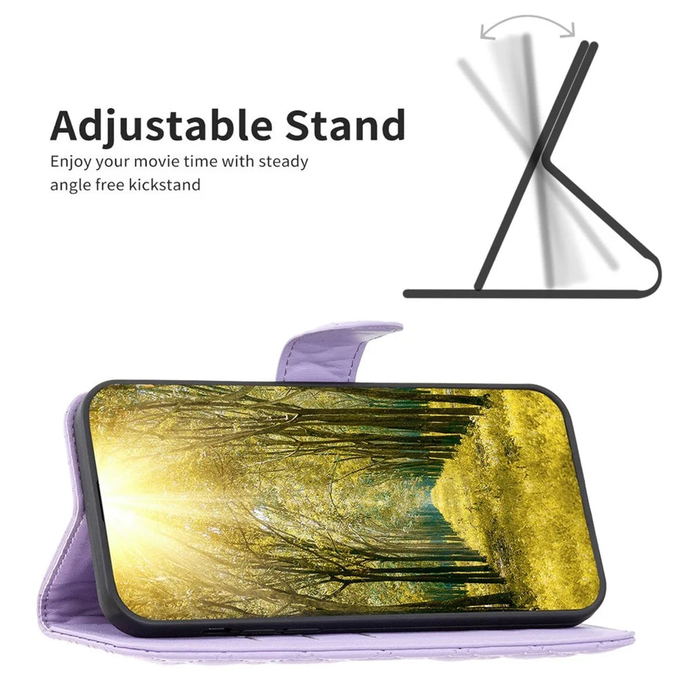 BINFEN COLOR BF Style-14 for Samsung Galaxy S23 Imprinted Rhombus Pattern PU Leather Phone Case Magnetic Closure Flip Stand Wallet Cover - Purple - 2