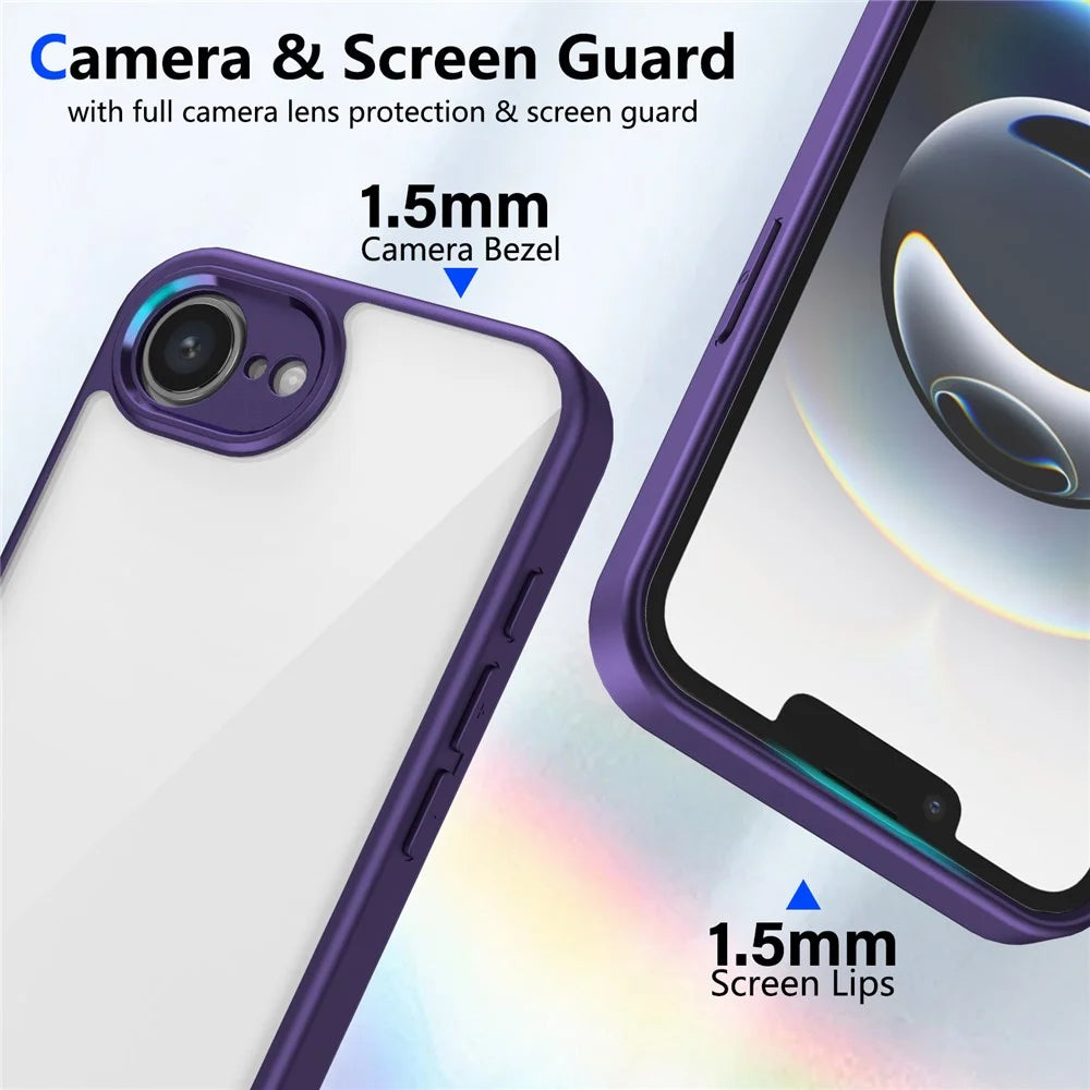 For iPhone 17e / 16e Case Matte Skin Touch Clear PC + TPU Shockproof Phone Back Cover - Purple - 4
