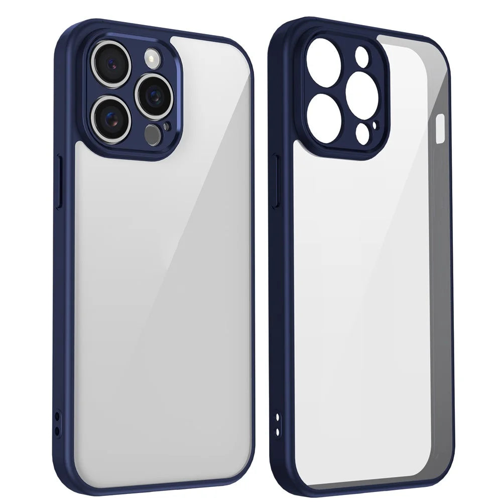 For iPhone 15 Pro Case Matte Skin Touch Clear PC + TPU Shockproof Phone Back Cover - Blue - 2