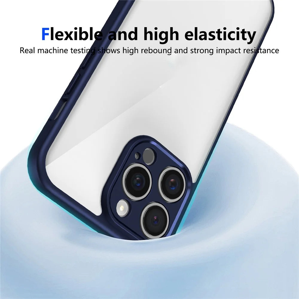 For iPhone 15 Pro Case Matte Skin Touch Clear PC + TPU Shockproof Phone Back Cover - Blue - 3