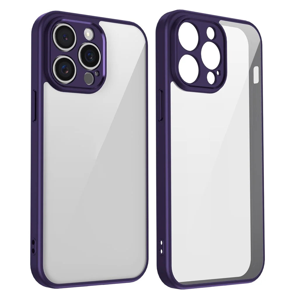 For iPhone 14 Pro Case Matte Skin Touch Clear PC + TPU Shockproof Phone Back Cover - Purple - 2