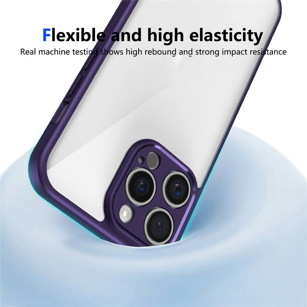 For iPhone 13 Pro Case Matte Skin Touch Clear PC + TPU Shockproof Phone Back Cover - Purple - 3