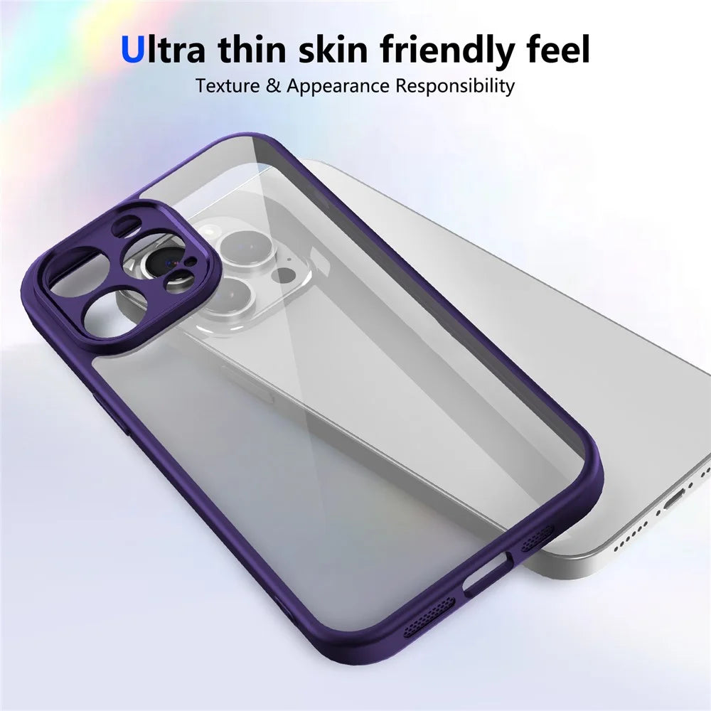 For iPhone 13 Pro Case Matte Skin Touch Clear PC + TPU Shockproof Phone Back Cover - Purple - 4