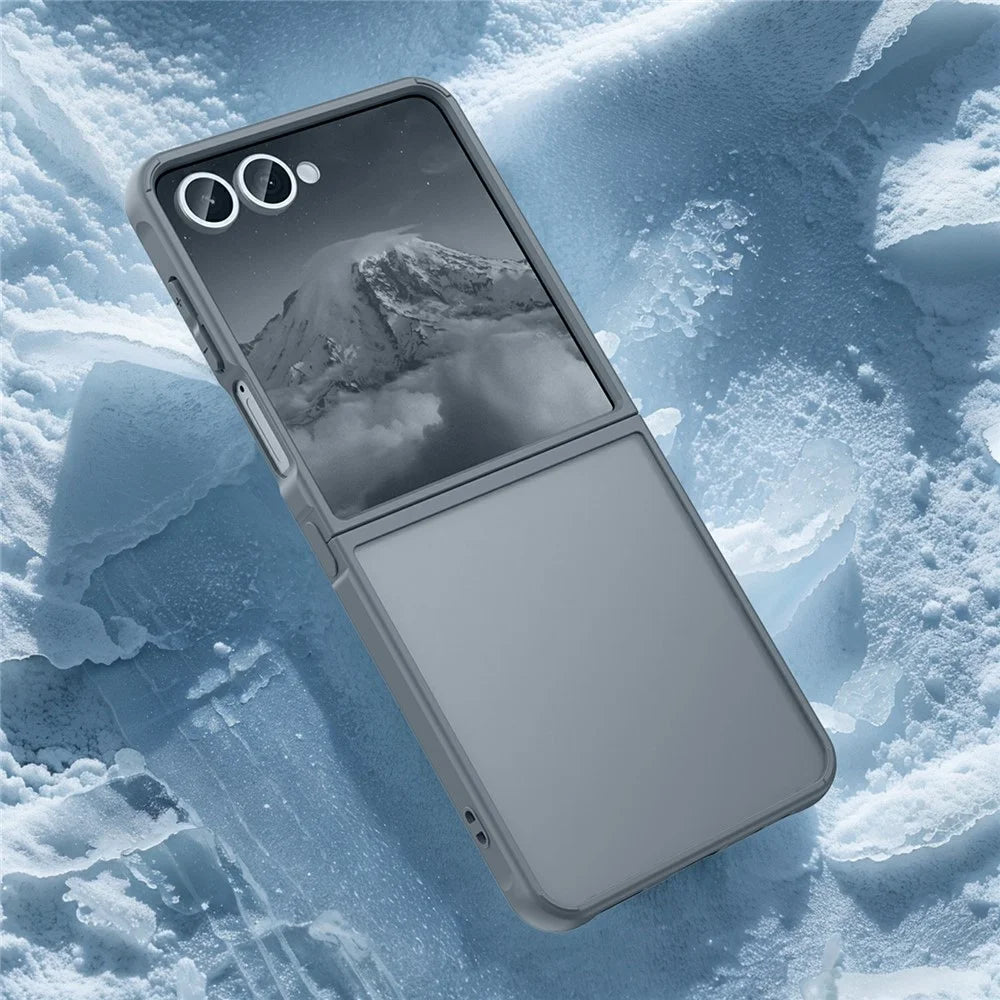 For Samsung Galaxy Z Flip7 5G Case Drop Proof Airbags Frosted Translucent PC + TPU Phone Back Cover - Black - 6