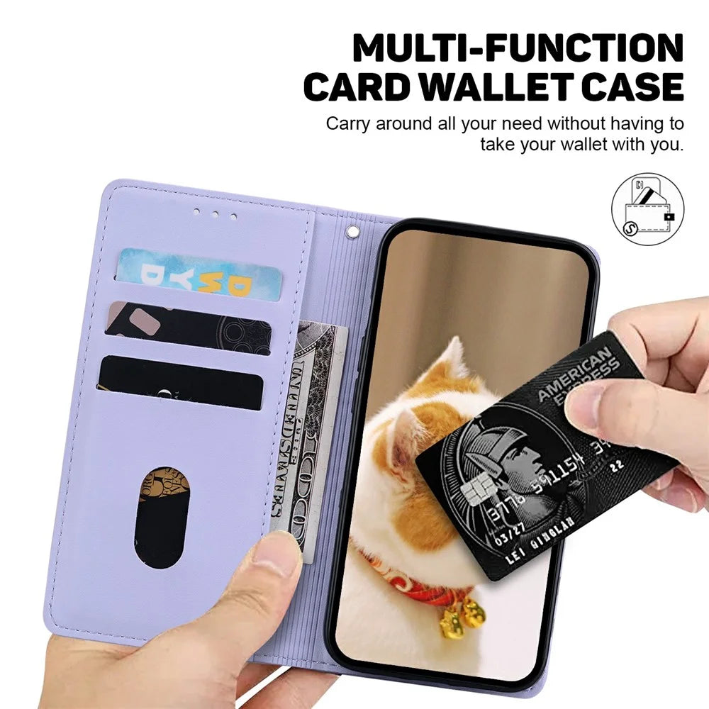 For iPhone 18 Pro / 17 Pro Case RFID Blocking Kitten Pattern TPU + PU Leather Phone Cover with Wrist Strap - Purple - 3