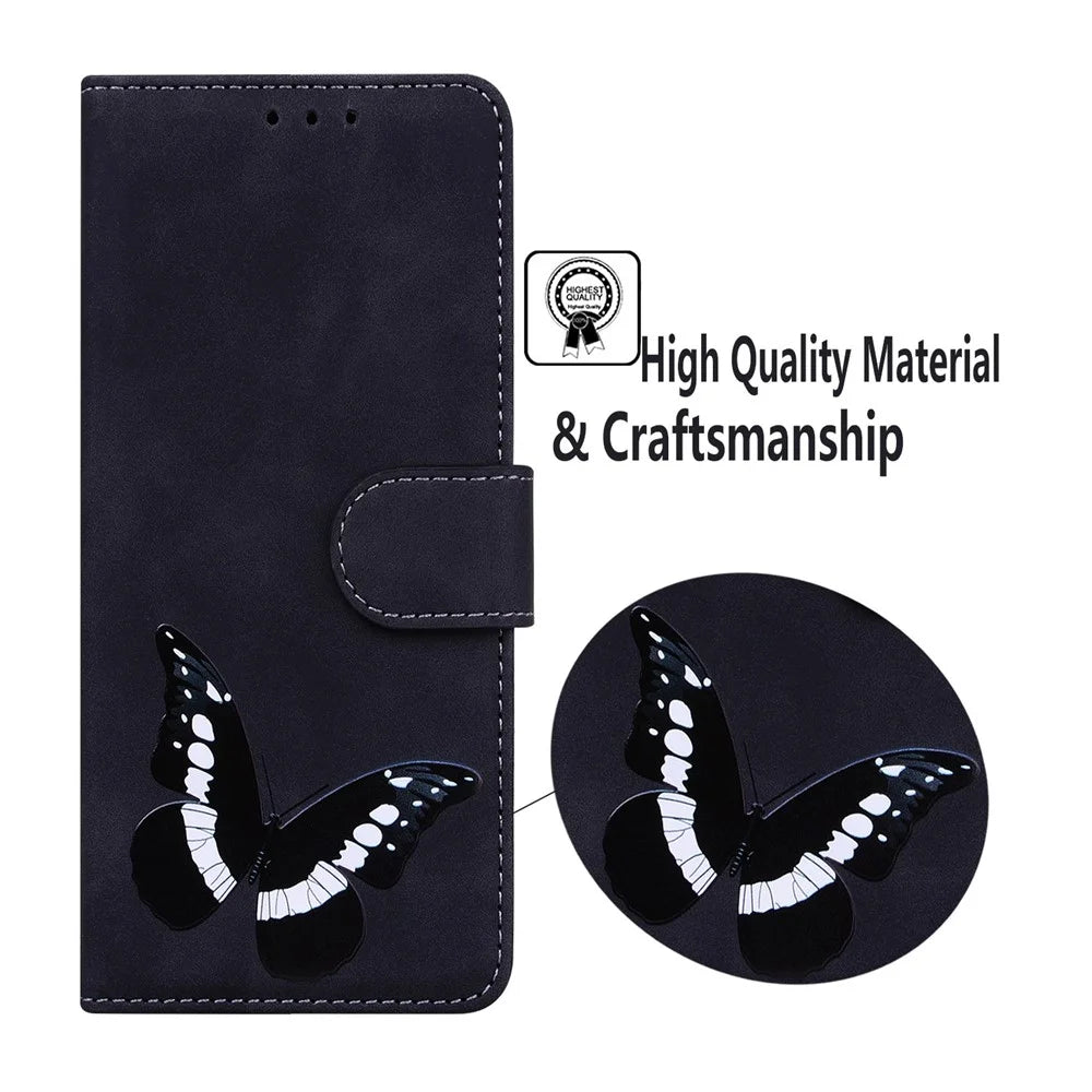 For iPhone 18 Pro / 17 Pro Stand Case PU Leather Phone Cover Butterfly Printed - Black - 5