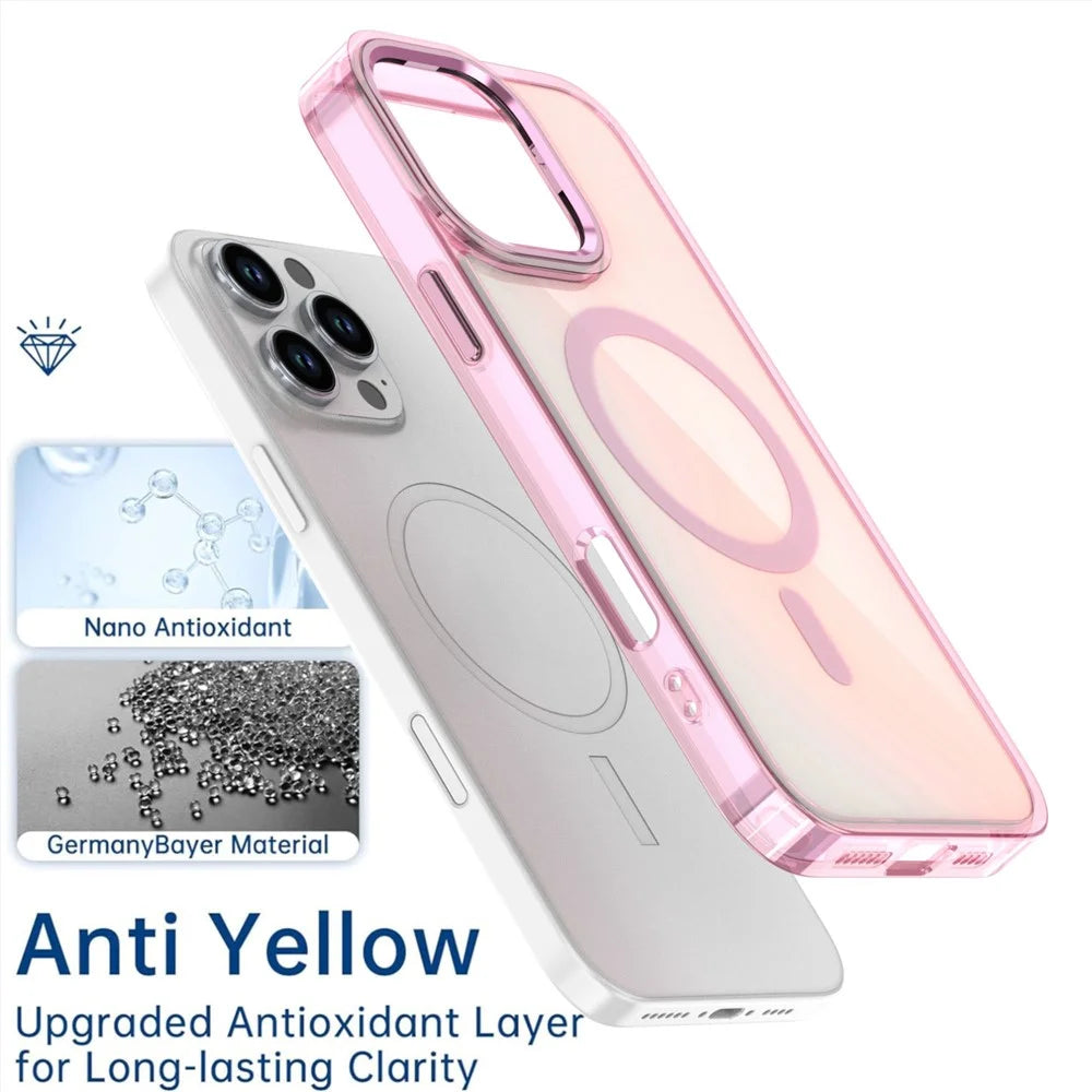 For iPhone 16 Pro Max Case Compatible with MagSafe Color Changing TPU Phone Back Cover - Pink - 4
