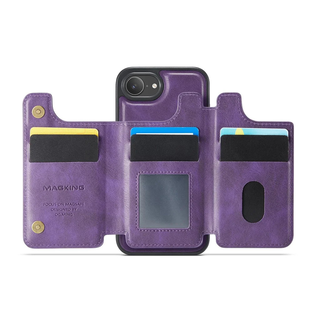 MAGKING K3 Series For iPhone 17e / 16e Case Compatible with MagSafe Wallet PC + TPU + PU Phone Cover - Purple - 2