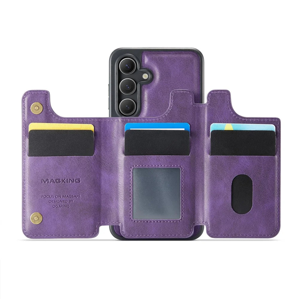 MAGKING K3 Series For Samsung Galaxy S24 Magnetic Case Wallet PC + TPU + PU Phone Cover - Purple - 2