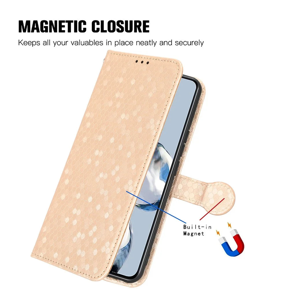 For FOSSiBOT S3 Pro 4G Wallet Case Dot Pattern Imprint PU Leather Phone Cover with Wrist Strap - Rose Gold - 5