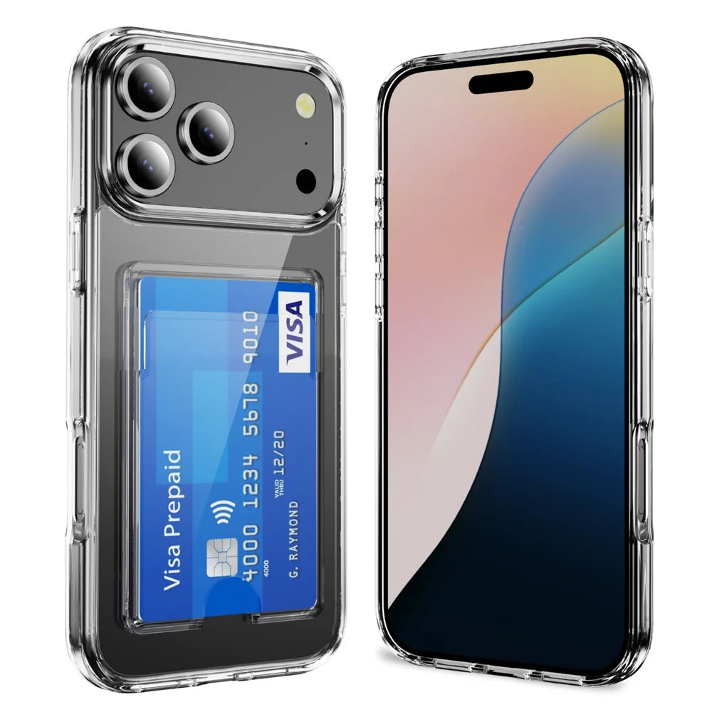 For iPhone 18 Pro Max / 17 Pro Max Clear Case TPU + PC + Acrylic Cell Phone Case with Card Holder - 1