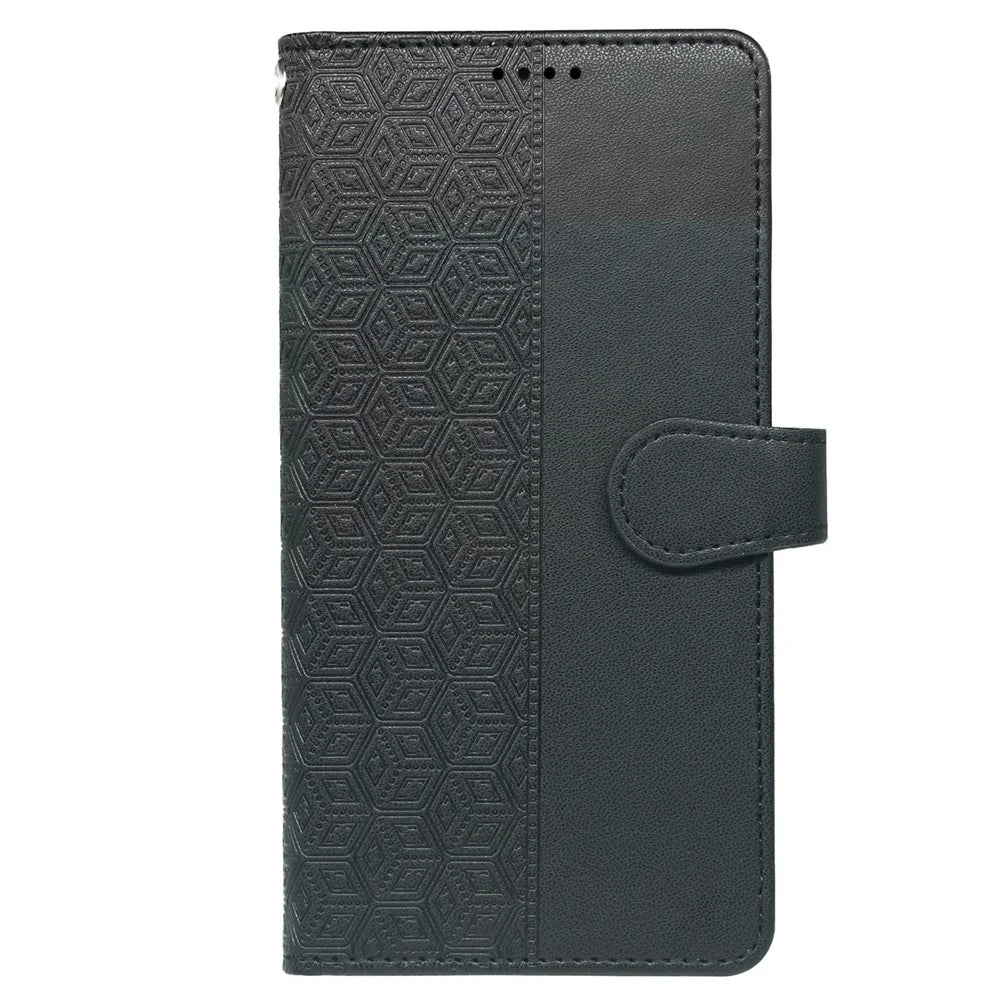 For Samsung Galaxy A16 4G / 5G Case with 9 Card Slots Checkered Pattern PU Leather Phone Cover - Black - 6