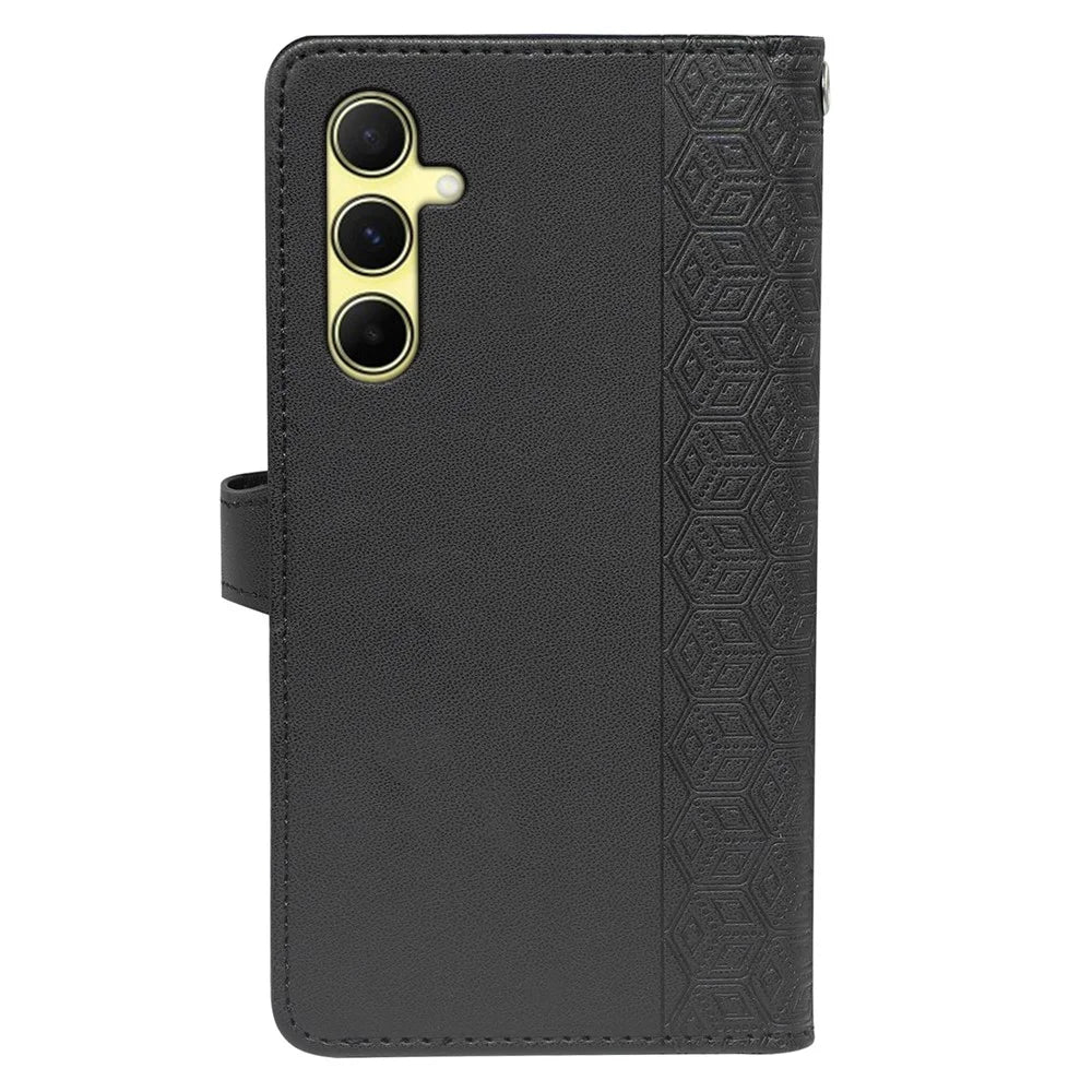 For Samsung Galaxy A16 4G / 5G Case with 9 Card Slots Checkered Pattern PU Leather Phone Cover - Black - 7