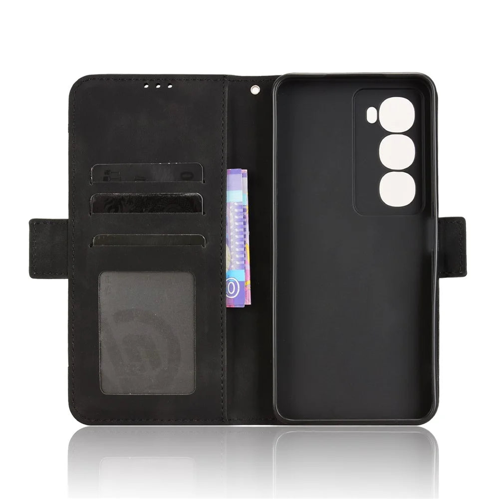 For itel City 100 4G Leather Case Phone Wallet Cover with Multiple Card Slots - Black - 5