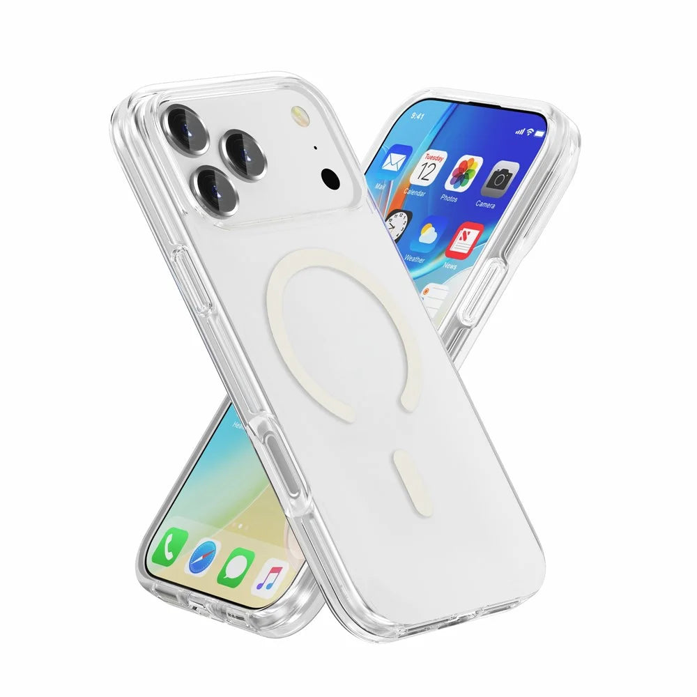 For iPhone 17 Pro Magnetic Case Compatible with MagSafe PC + TPU Clear Phone Cover - Transparent - 2