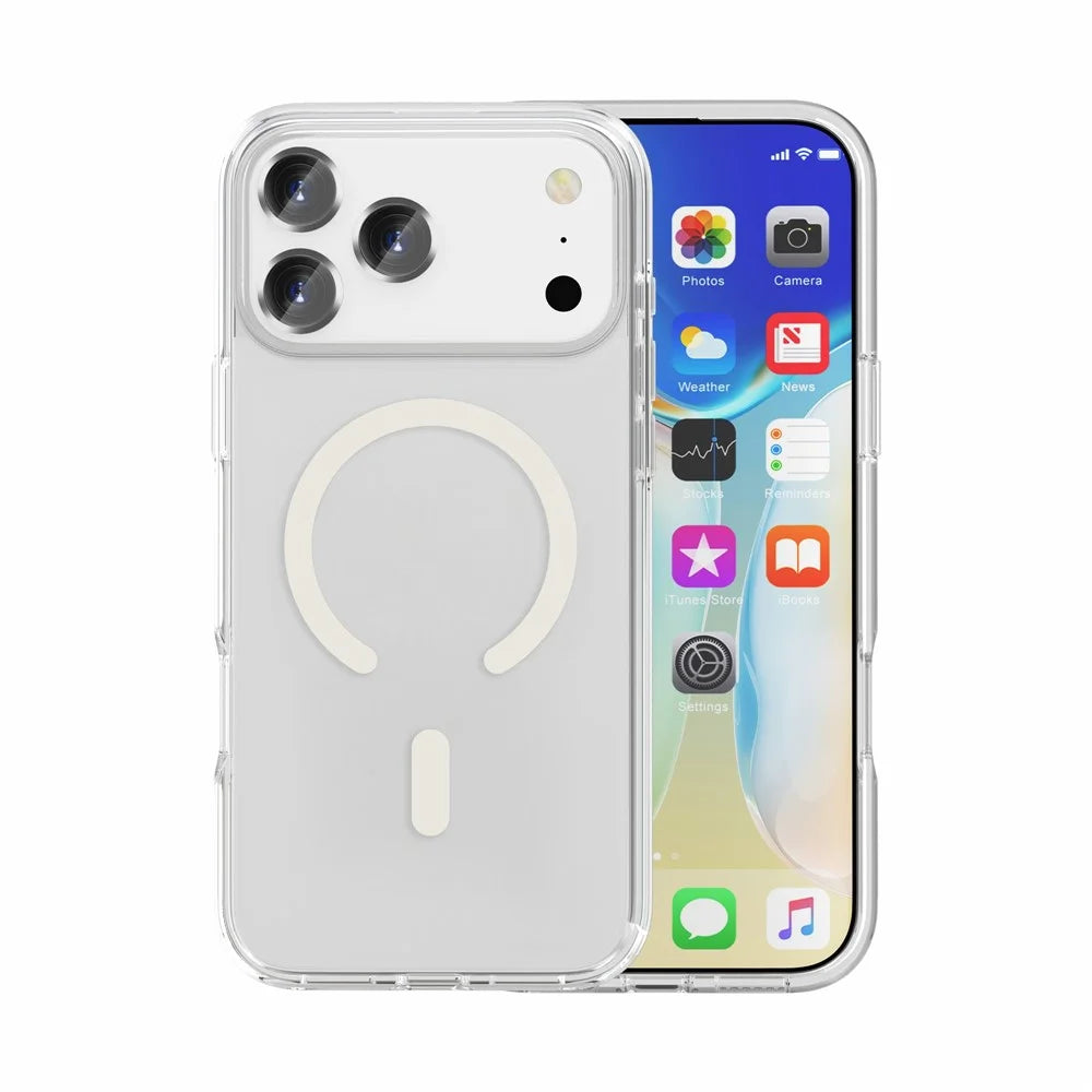For iPhone 17 Pro Magnetic Case Compatible with MagSafe PC + TPU Clear Phone Cover - Transparent - 5