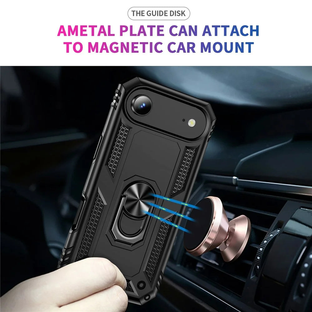 For iPhone Air Case PC + TPU Phone Cover with Kickstand - Black - 4
