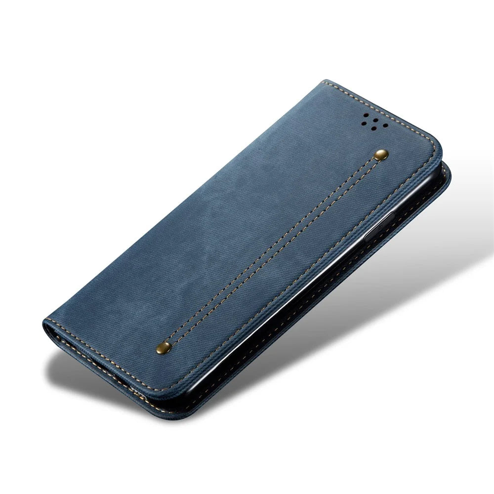 For vivo S30 Pro mini 5G Case Jeans Cloth Texture Anti-Scratch Leather Stand Phone Cover - Blue - 4
