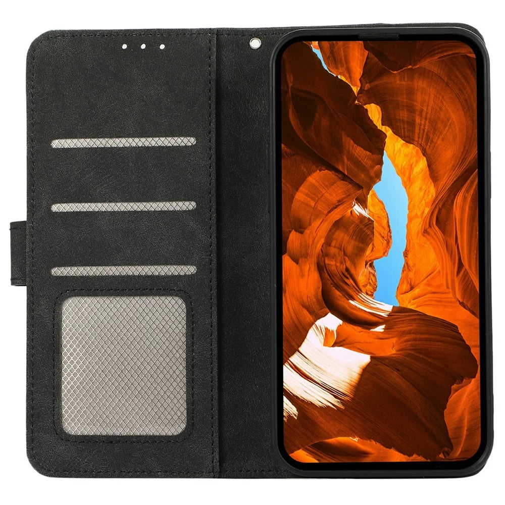 ABEEL For Samsung Galaxy XCover7 Pro Case Color Splicing Leather Flip Phone Cover RFID Blocking - Black - 2