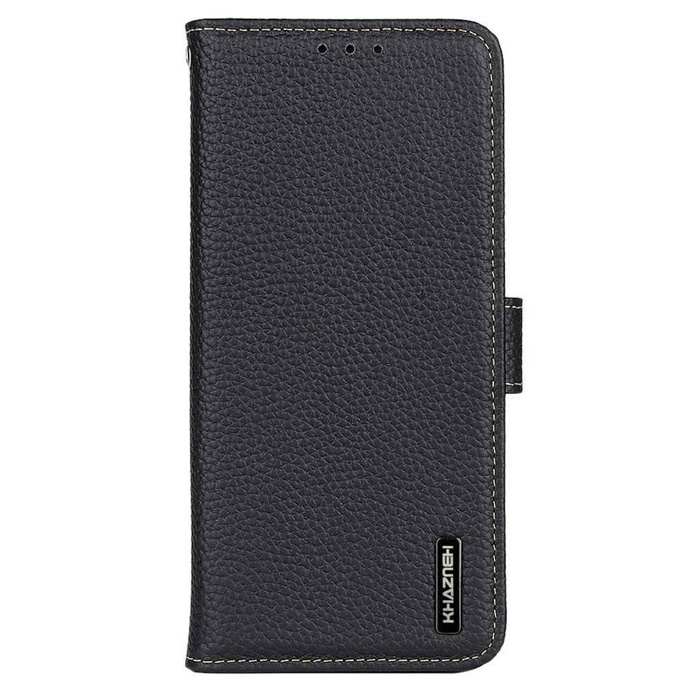 KHAZNEH For Samsung Galaxy XCover7 Pro Case Genuine Cow Leather Flip Phone Cover - Black - 6