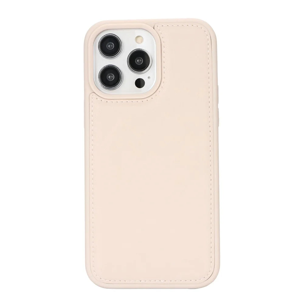 For iPhone 15 Pro Wallet Case Compatible with MagSafe Anti-Drop Detachable PU Leather Phone Cover - Beige - 5