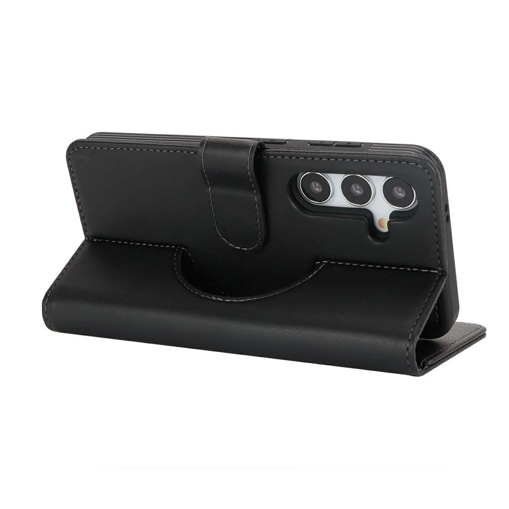For Samsung Galaxy S24 Wallet Magnetic Case Anti-Drop Detachable PU Leather Phone Cover - Black - 4