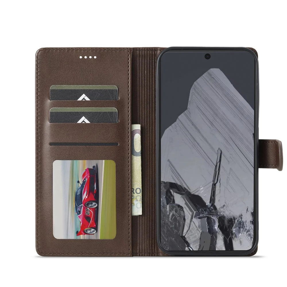 LC.IMEEKE For Google Pixel 10 Pro / 10 / 9 Pro / 9 Case Calf Texture PU Leather Stand Wallet Phone Cover - Brown - 2