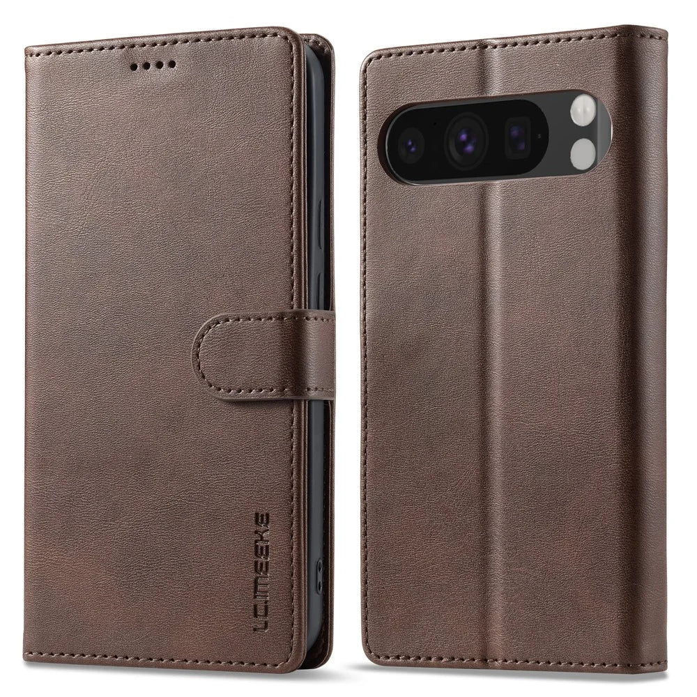 LC.IMEEKE For Google Pixel 10 Pro XL Case Calf Texture PU Leather Stand Wallet Phone Cover - Brown - 1