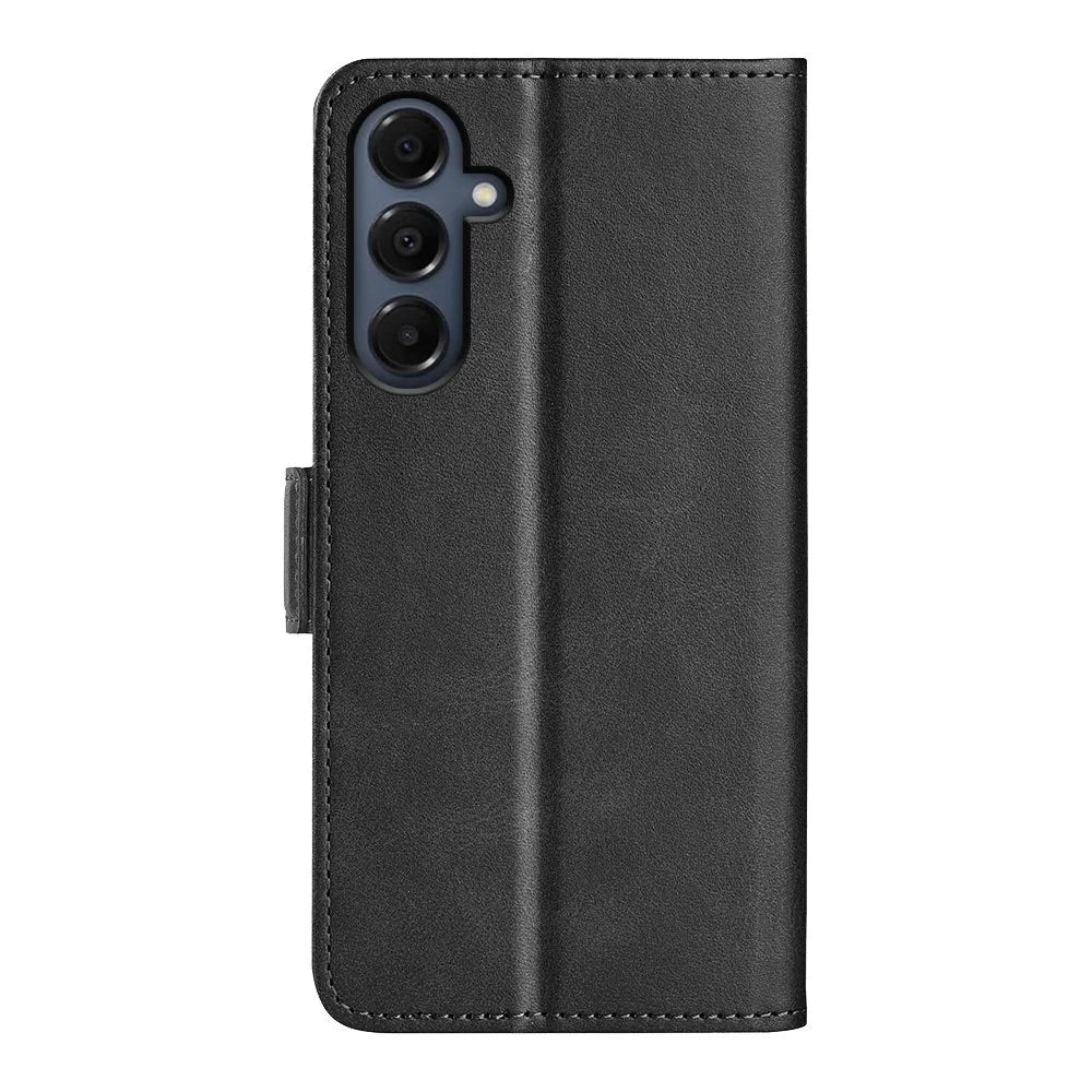 For Samsung Galaxy A18 5G / A18 4G / A17 5G / 4G / F17 5G / M17 5G Case Calf Texture Leather Wallet Phone Cover - Black - 3