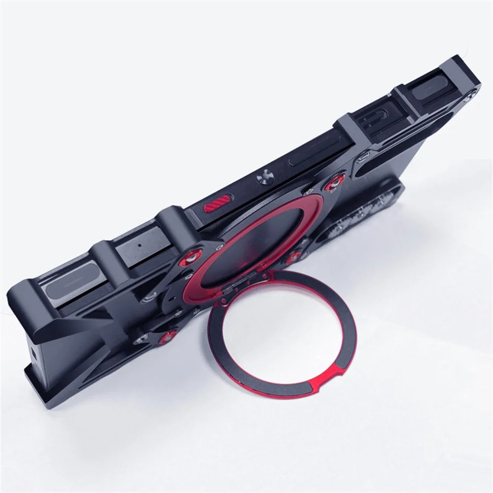 Bumper Case For Samsung Galaxy S24+ / S23+ / S23 FE / S22+ 5G , Kickstand Aluminum Alloy Magnetic Phone Cover with Wrist Strap - Black - 2