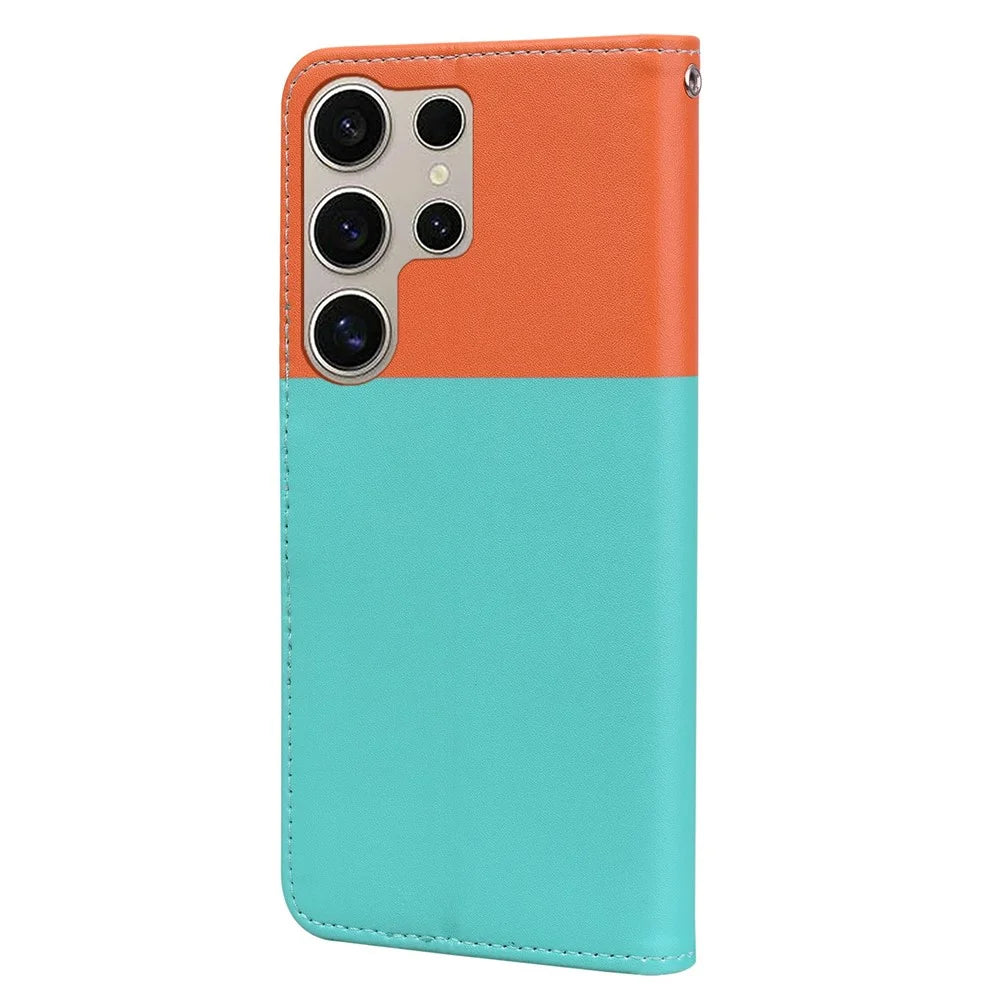 Cartoon Pet Series for Samsung Galaxy S25 Ultra Wallet Phone Case Splicing Leather Flip Cover - Sky Blue - 5