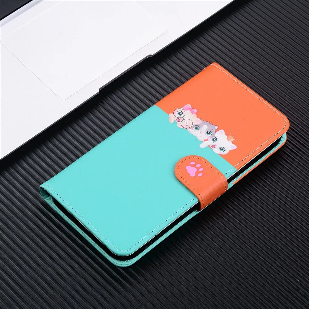 Cartoon Pet Series for Samsung Galaxy S25 Ultra Wallet Phone Case Splicing Leather Flip Cover - Sky Blue - 6