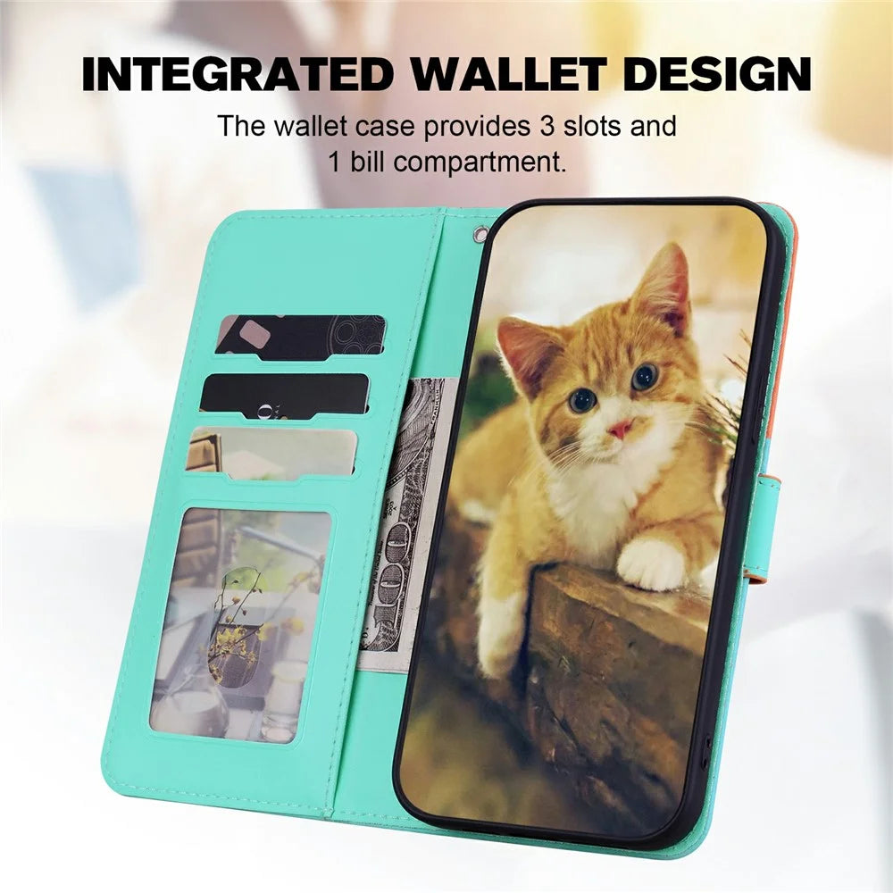 Cartoon Pet Series for Samsung Galaxy S25 Edge Wallet Phone Case Splicing Leather Flip Cover - Sky Blue - 2
