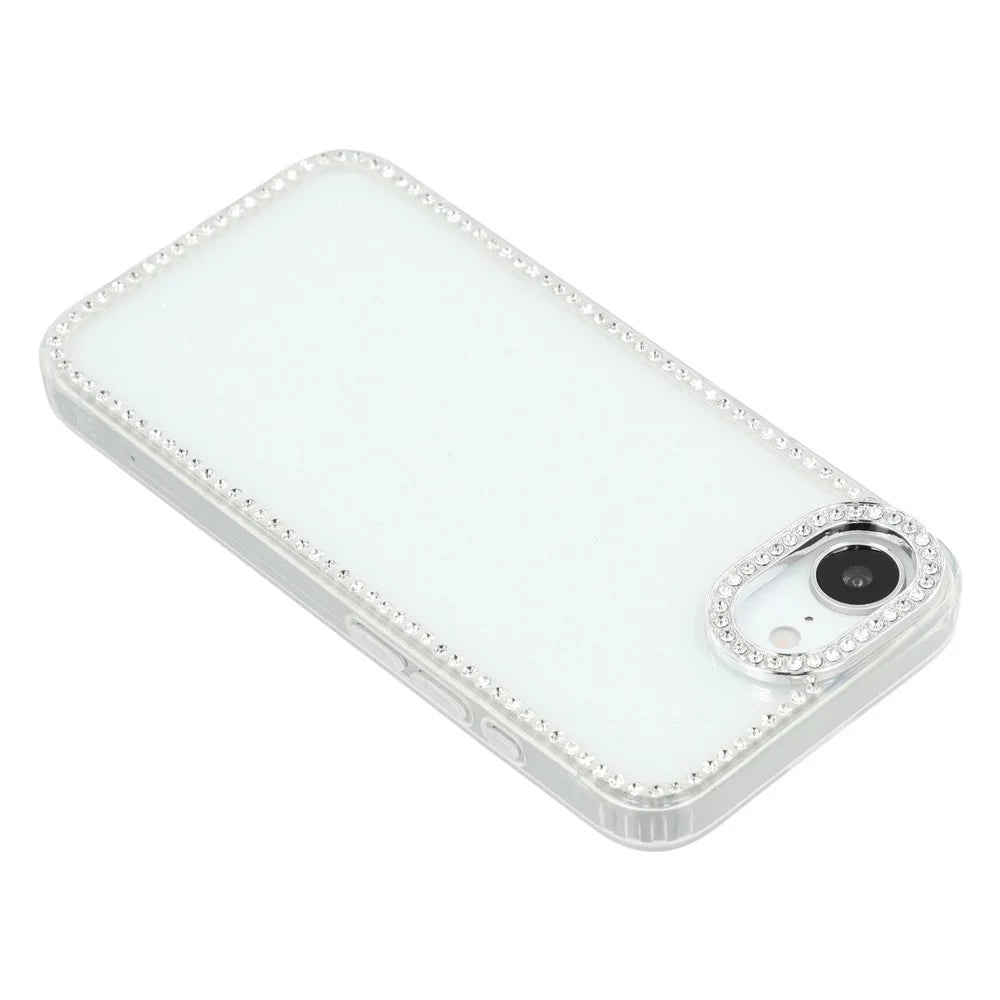 For iPhone 17e / 16e Case Rhinestone Edge Glitter Back TPU + PC IMD Phone Cover - Glitter Transparent - 5