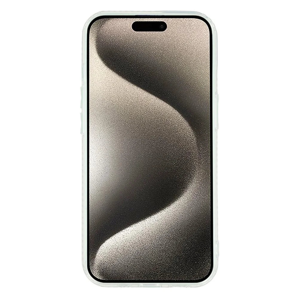 For iPhone 15 Case Rhinestone Edge Glitter Back TPU + PC IMD Phone Cover - Glitter Light Pink - 2