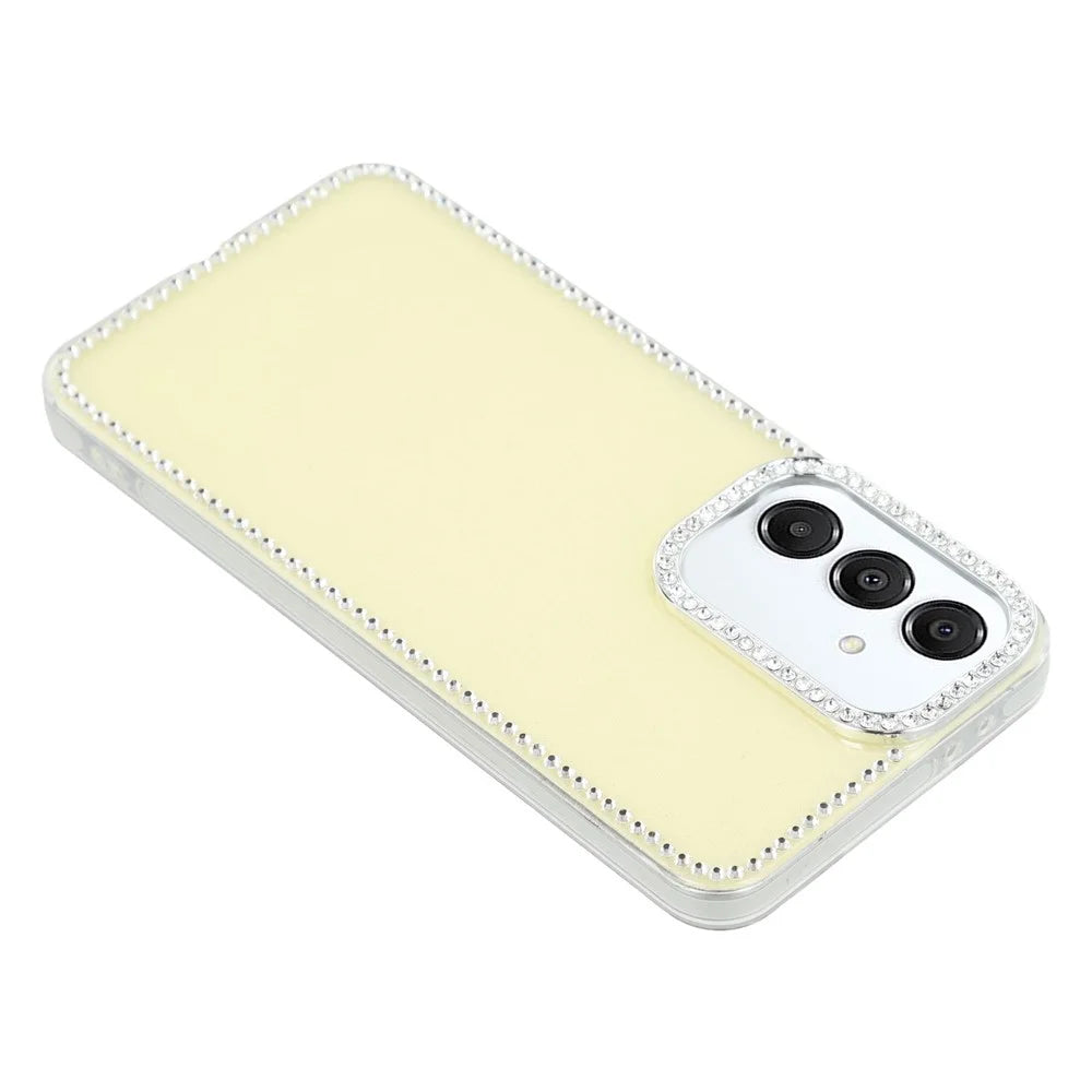 For Samsung Galaxy A35 5G Case Rhinestone Edge Glitter Back TPU + PC IMD Phone Cover - Glitter Light Yellow - 3